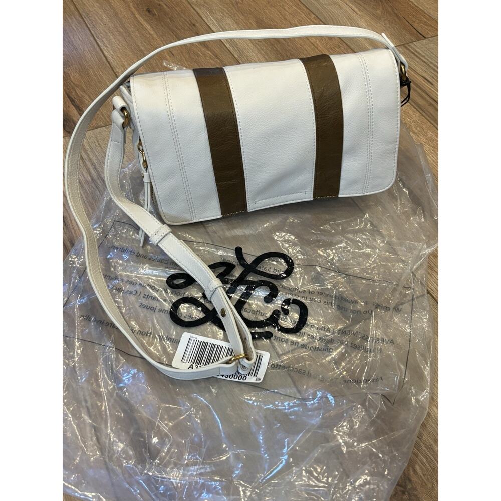 American Leather Co Stone Flap Crossbody Expandable Purse Handbag New RT $248